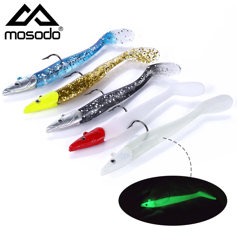 

Mosodo Fishing Minnow Jig Head Soft Lure 10g 19g 34g Wobbler Swimbait with Hooks T Tail Pike Lures Bass Sea Fishing Tackle 5pcs