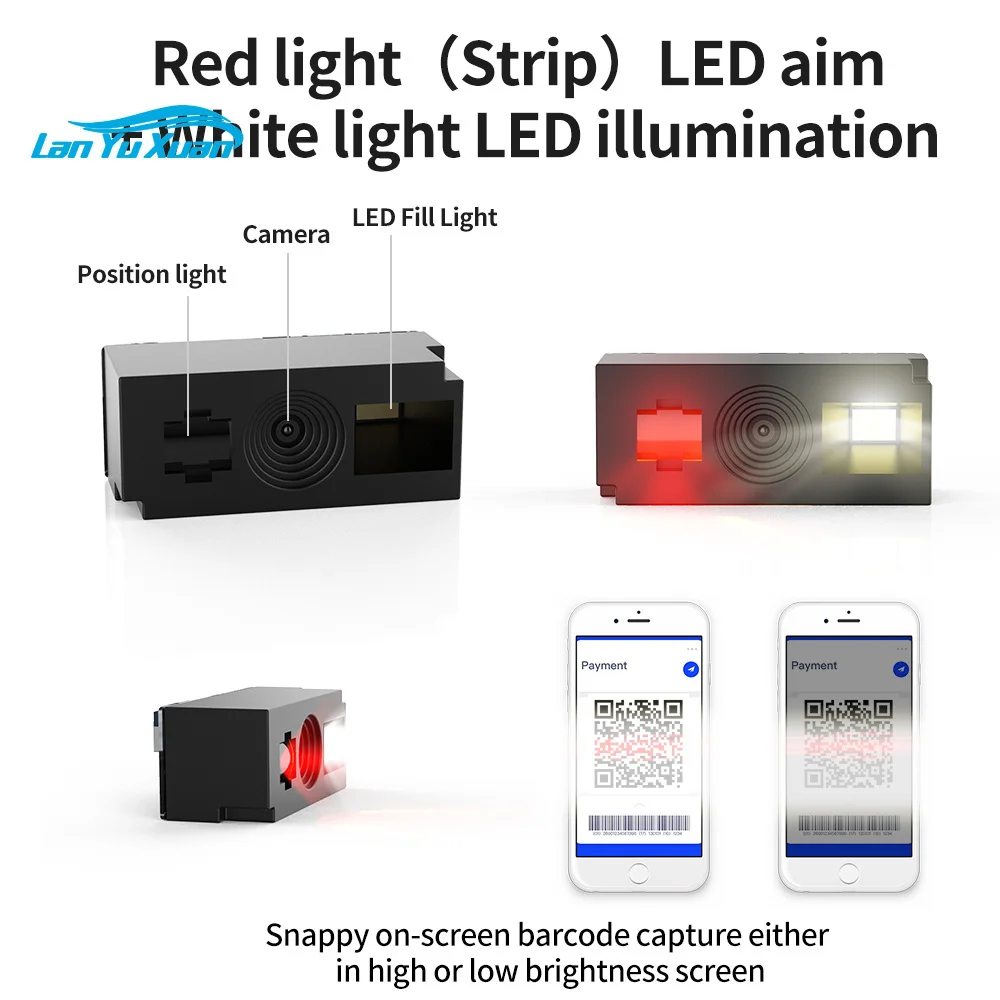 Фото Модуль сканера QR-кодов GTCODESTAR XM022H Mini: встроенный 1D/2D сканер штрихкодов для киосков, USB-интерфейс, модуль для проверки цен №5