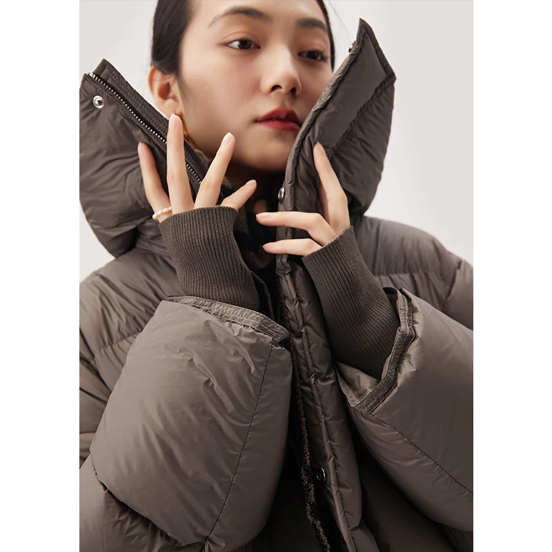 New Casaco Feminino  90%  White Duck Down  Winter  High Street Fashion Design Zipper  Pockets  Down Jacket Women