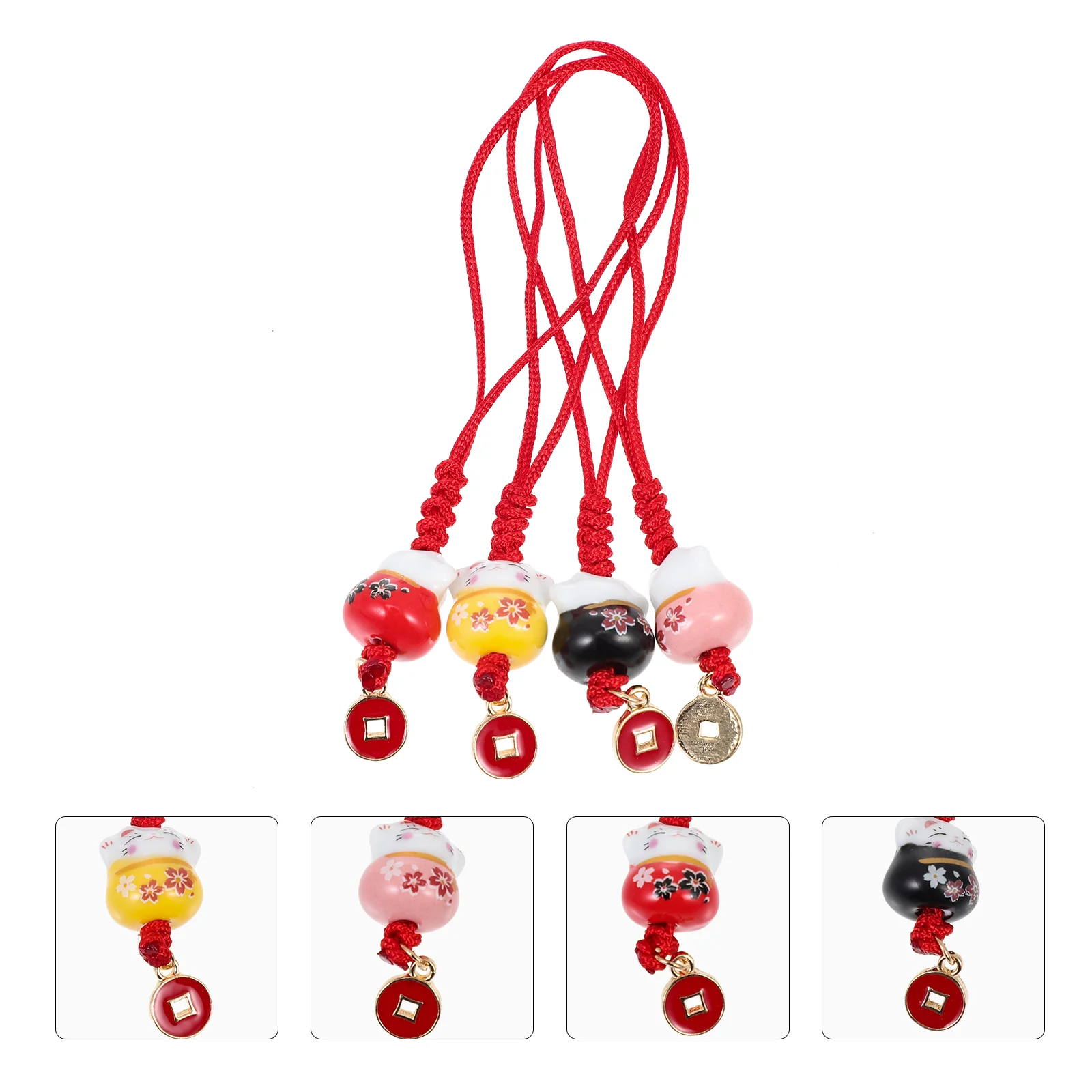 

Keychain Cat Phone Lucky Wrist Car Hanging Charm Cell Fengshui Ornament Interior Rope Japanese Lanyard Kawaii Strap Wristlet