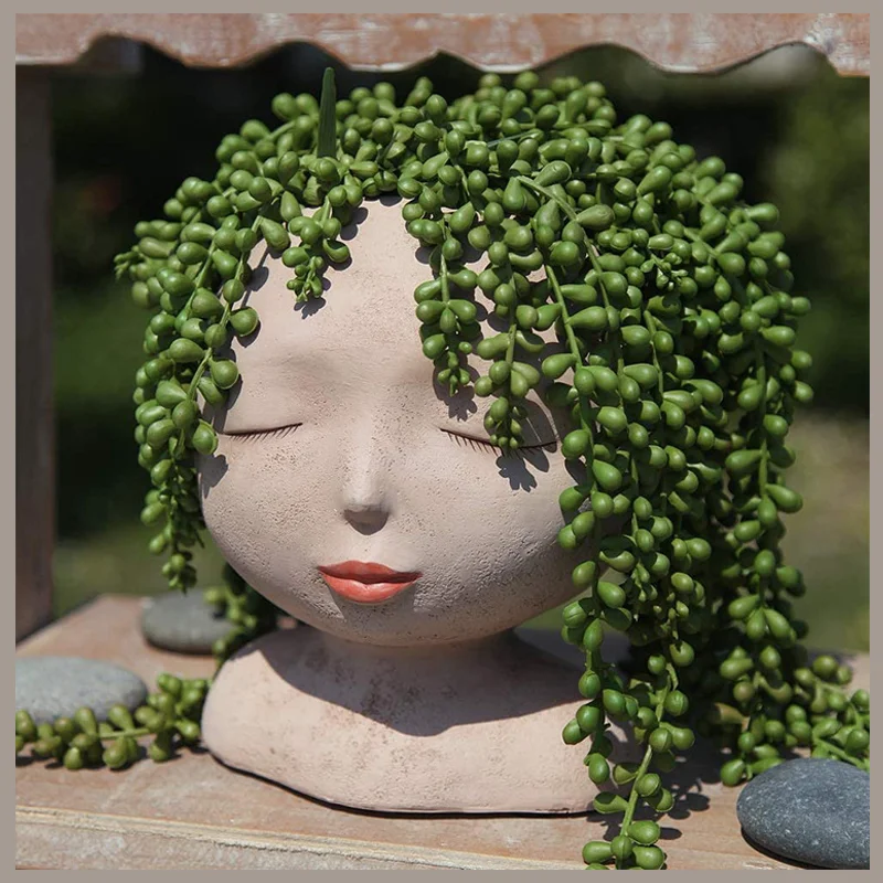 

Креативная скульптура, цветочный горшок, орнамент, персонаж, полимерная ваза, рукоделие, украшение для дома и сада, настольное украшение