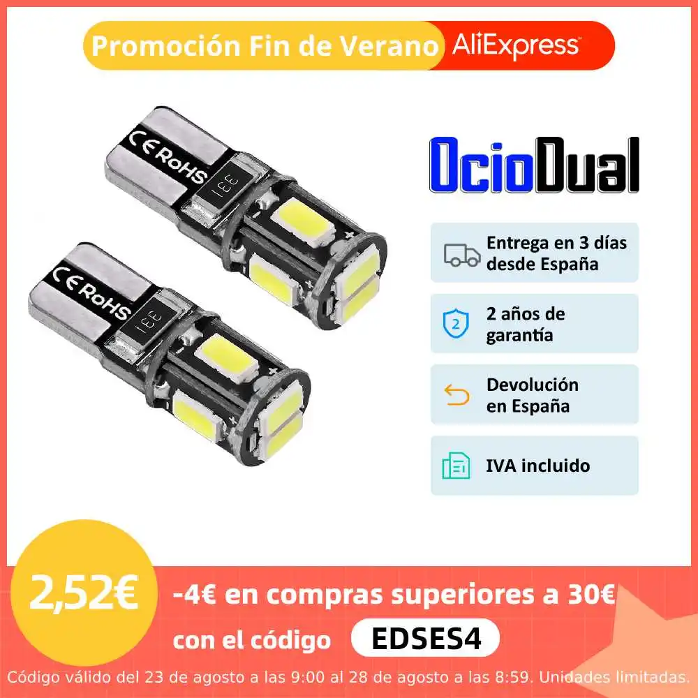 OcioDual 2 x лампы 6 светодиодный 5730 SMD CANBUS T10 W5W белая лампа положение 6000 K белый свет