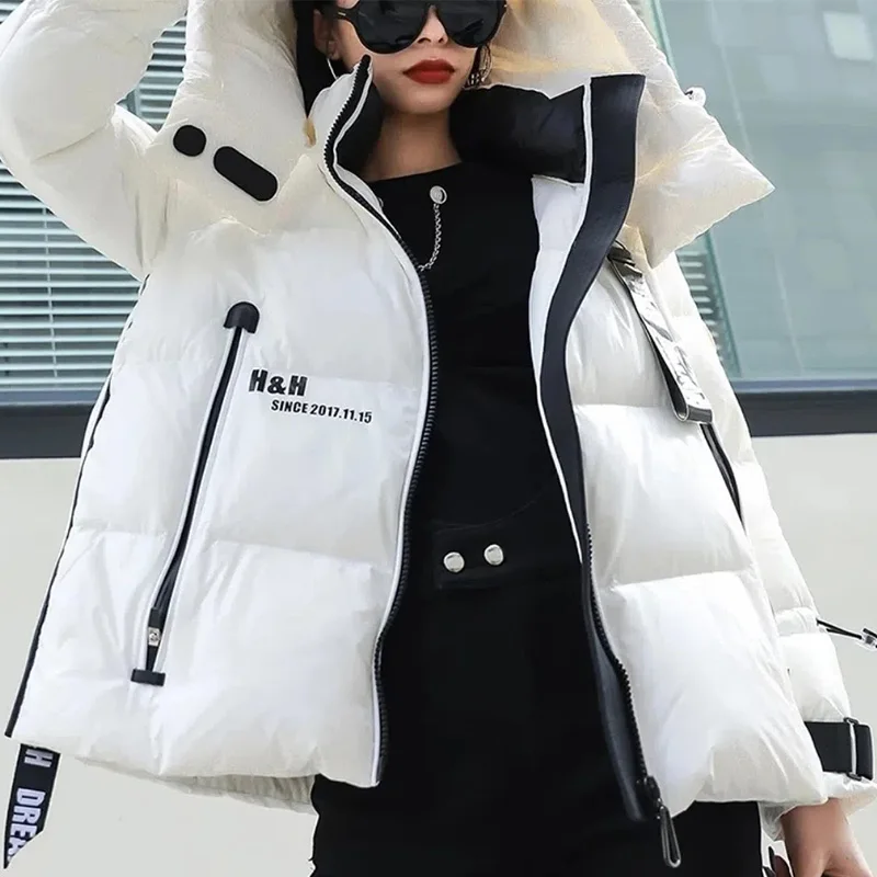 Winter Bright Down Jacket Women Fashion Brand 2022 New Short Hooded Disposable Trend Thick Warm White Duck Down Coats Female