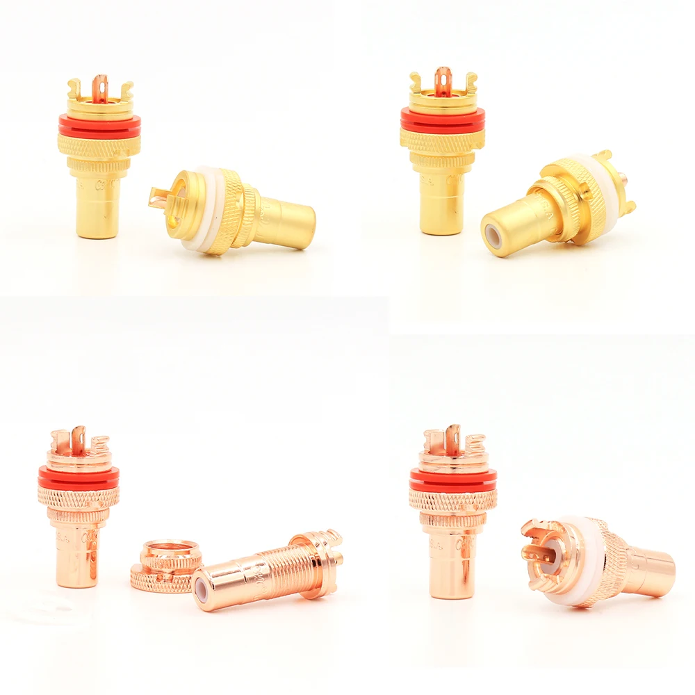

8pcs Cmc Style Red Copper Gold Plated RCA Socket Audio Rca Jack RCA Terminals Amplifier Copper RCA Socket Plug
