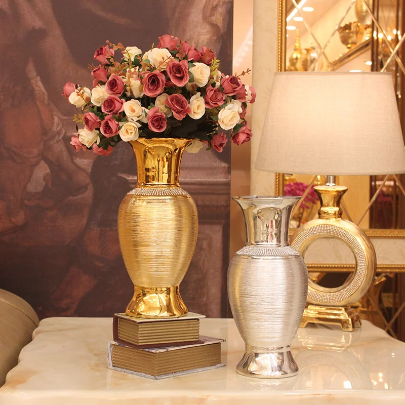 

electroplating European-style golden brushed ceramic vase home wedding decoration vase living room decoration home decoration