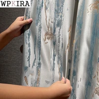 modern abstract texture jacquard curtain for living room luxury finished thick drape window bedroom shade tablecloth s621e