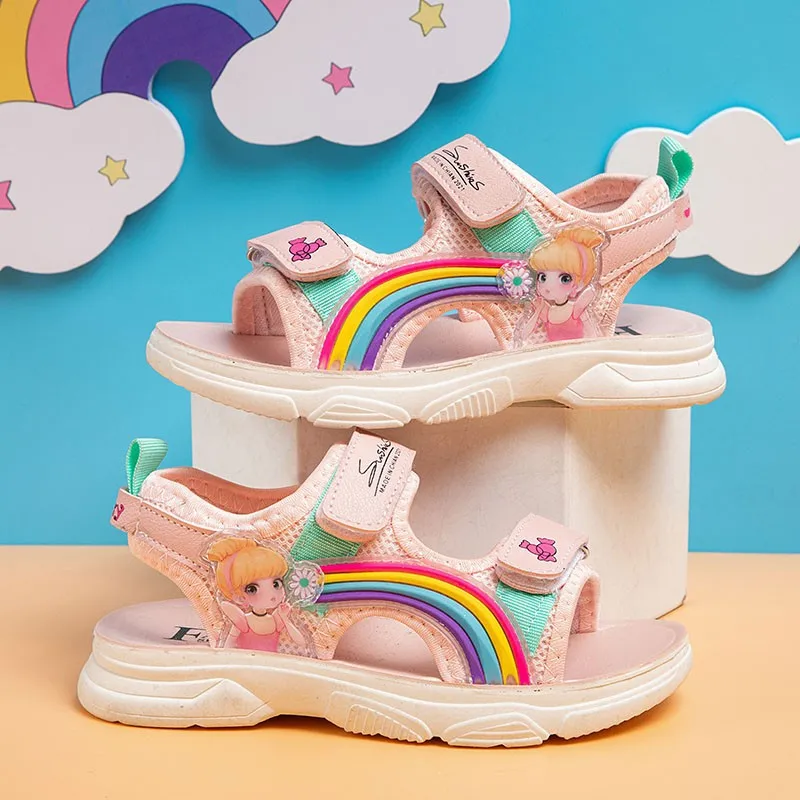 

Disney Girls Sandals New Fashion Korean Summer Children's Shoes Student Beach Shoes Soft Sole Little Girl Princess Shoes