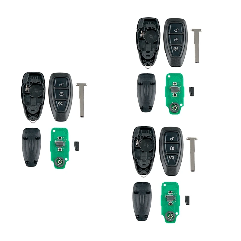 

3X Car Smart Remote Key 3 Buttons Fit For Ford Focus C-Max Mondeo Kuga Fiesta B-Max 433Mhz