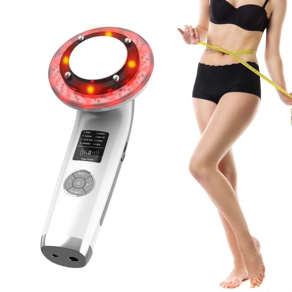 

8 in 1 Ultrasonic Fat Cavitation Burn Slimming Anti Cellulite Machine EMS RF 6 Color LED Phototherapy Beauty Care Face Massager