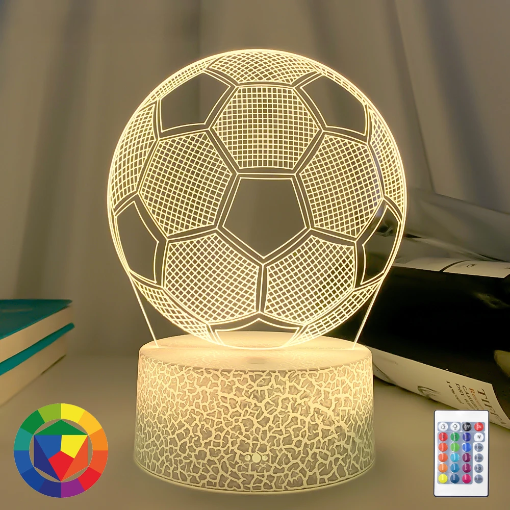 

3d Illusion LED Night Light Football Ball Touch Sensor Remote Nightlight for Kids Bedroom Decoration Soccer Table Lamp Gift