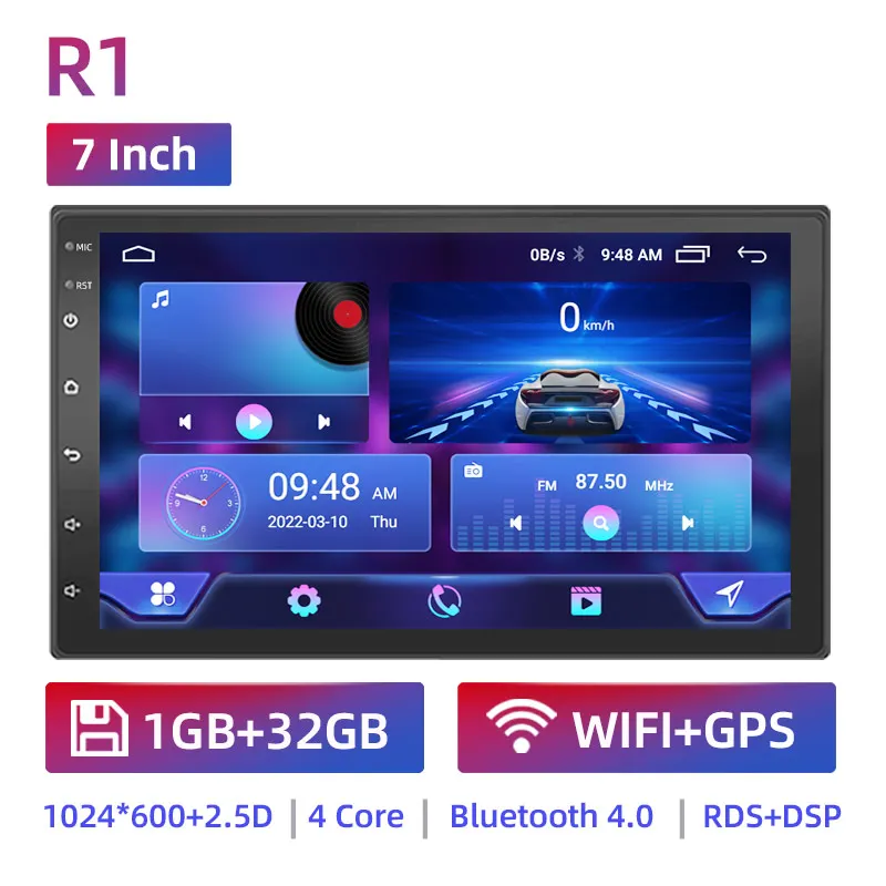 

2 Din Android 7 9 10-дюймовый автомобильный мультимедийный видеоплеер Универсальный 2DIN стерео радио GPS для Volkswagen Nissan Hyundai Kia Toyota