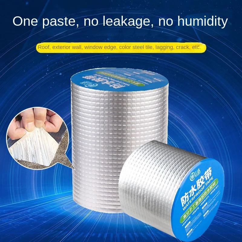 

5mx5cm Resistance Waterproof Aluminum Foil Thicken Butyl Waterproof Tape Wall Crack Roof Duct Repair Adhesive Tape