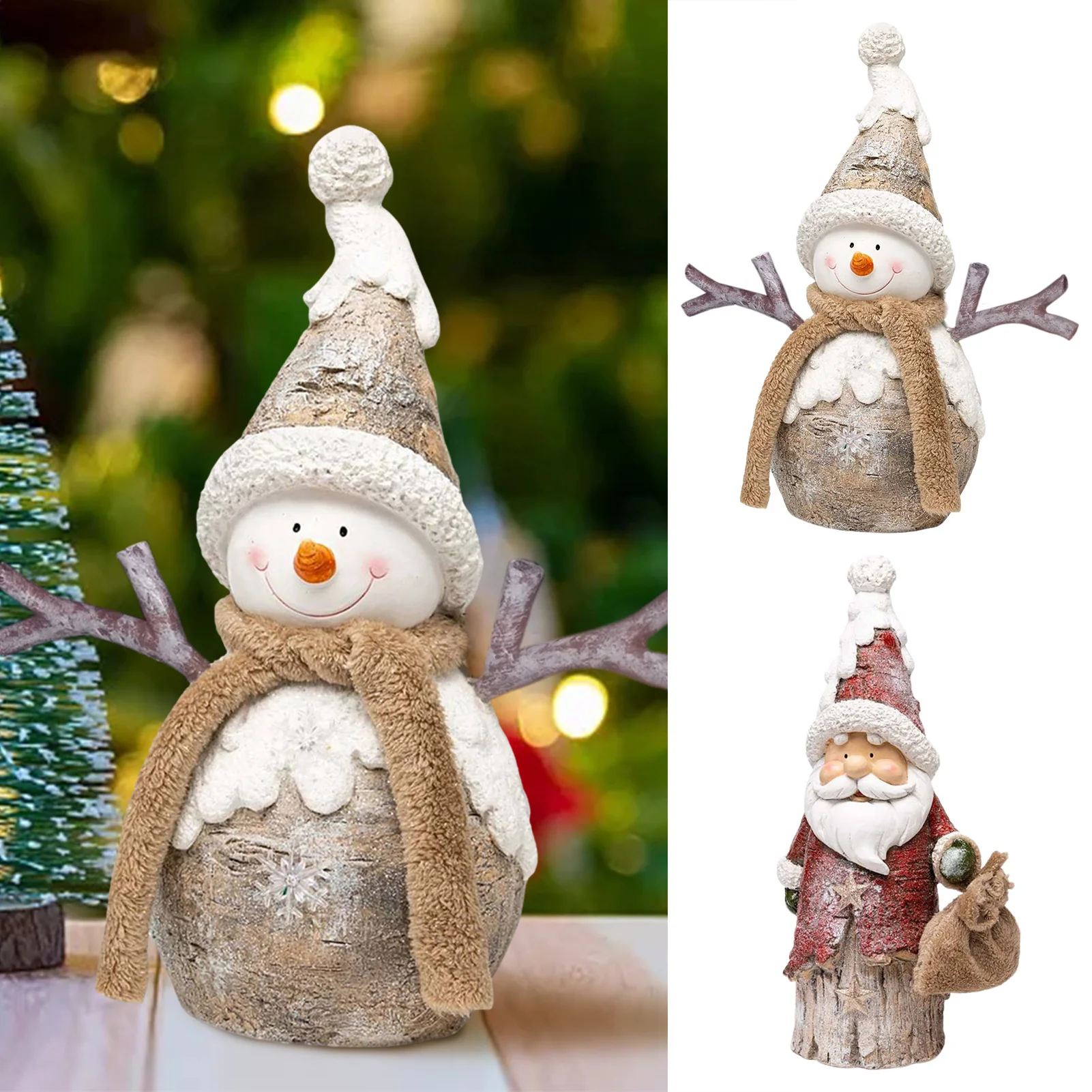 

Рождественский фон для стола, украшения из смолы, рождественские украшения, снеговик, статуя, декор для стола, Рождественский Декор для дома