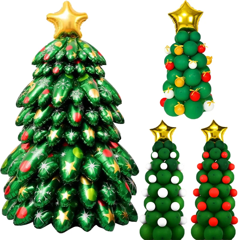 

Christmas Tree balloon Christmas decoration Latex Balloon set Red and Green theme Aluminum film Christmas Tree