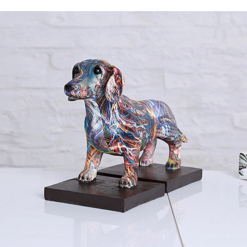 Цветная линия граффити скульптура бульдога эстетика комнаты украшение для стола