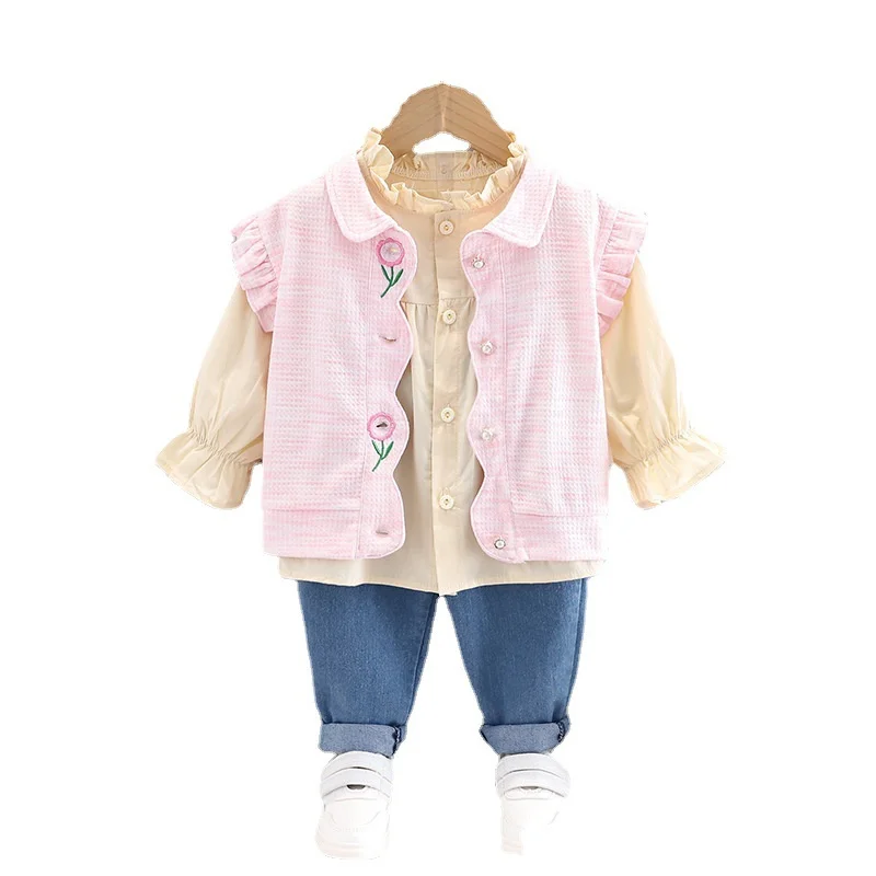 

Children Fashion Clothes Spring Autumn Kids Girls Casual Vest T Shirt Pants 3Pcs/sets Baby Infant Clothing Toddler Tracksuit