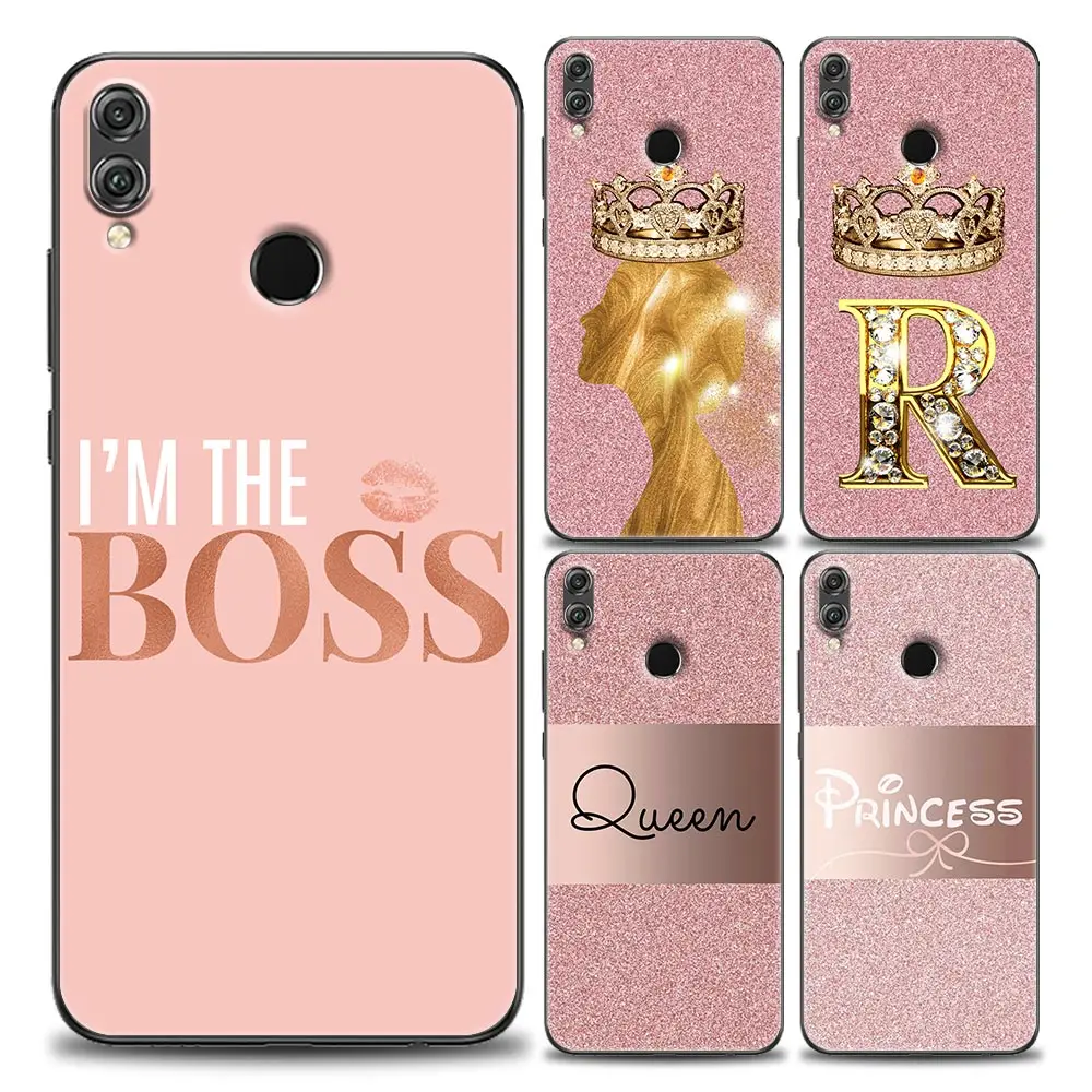 

Silicone Case For Honor 8X X8 9X 9S 9C Lite 9A Case For Honor 50 60 20 30 Pro Soft Cover Rose Gold Pink Princess Queen Girl Boss