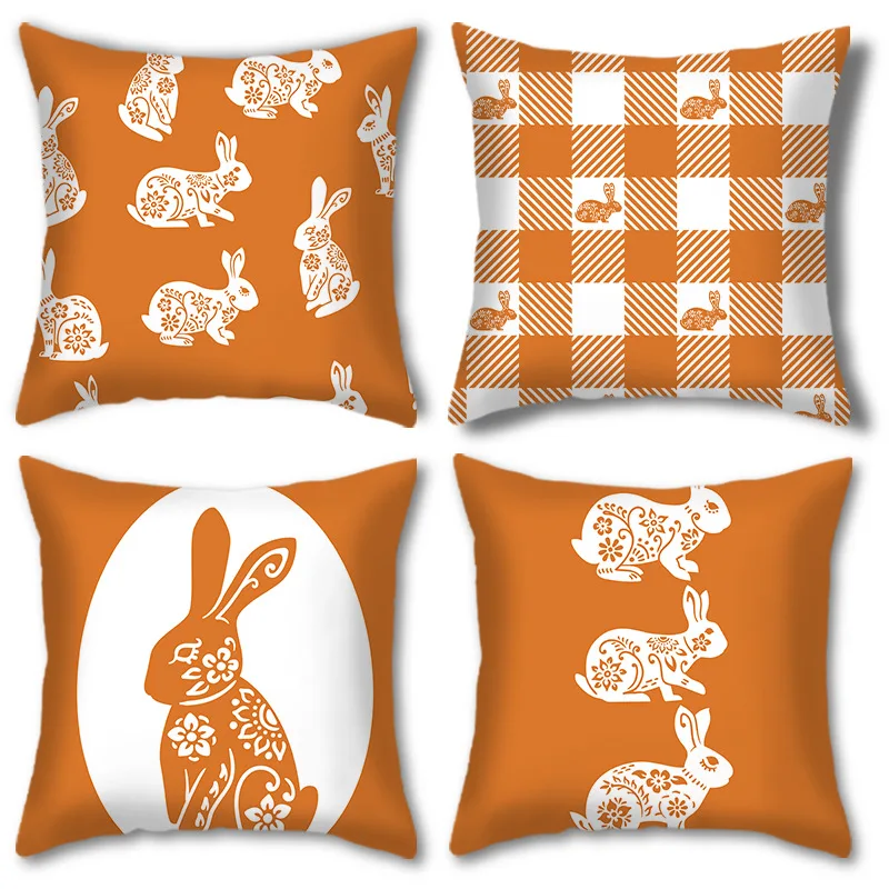 

Happy Easter Pillowcase 45x45Cm Cute Printing Bunny Pillow Cover Easter Decorations Sofa Decor Cushion Cover Rabbit Pillow Case