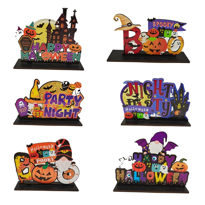 Креативные деревянные украшения ручной работы на Хэллоуин настольные с