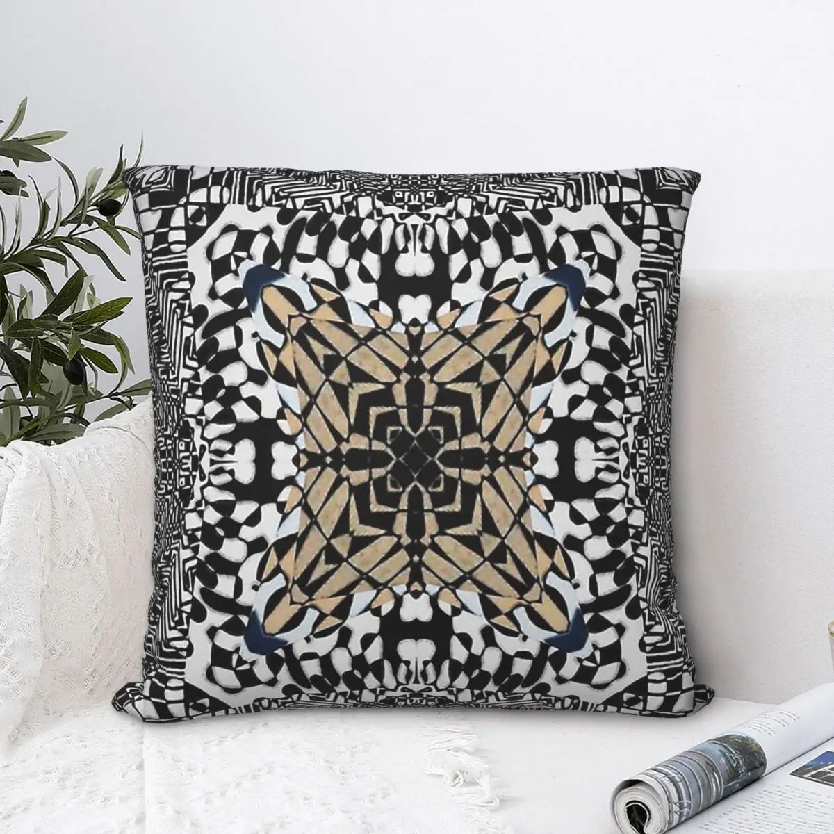 Art Deco Mandala Pattern Throw Pillow Case Bohemian Backpack Cushions Covers DIY Printed Breathable Chair Decor
