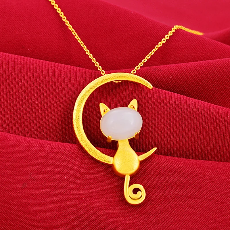 Ожерелье с милым нефритовым кроликом и Луной для женщин ювелирные изделия