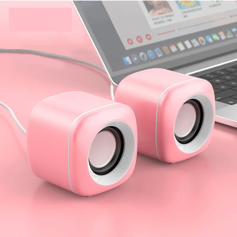 

USB Wired Computer Speakers Pink Green Bass Mini Subwoofer Speaker For Laptop Desktop Phone Loudspeaker