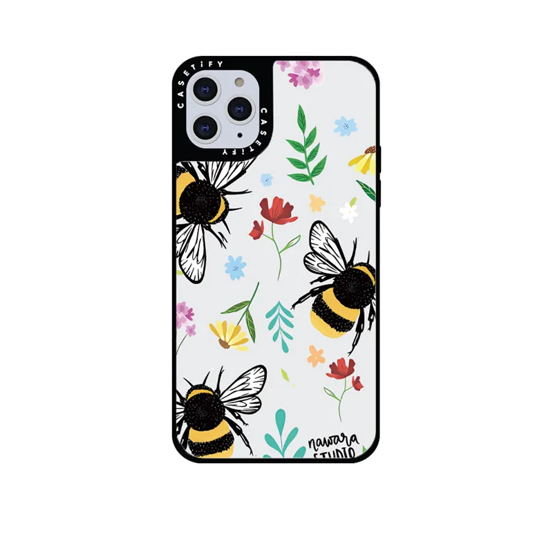 

CASETIFY Bee Flower Mirror Case For IPhone 11 12 13 14ProMax 11 12 13 14Pro XsMax XR 6S 7 8 SE 7P 8P 14Plus Back Cover E0526