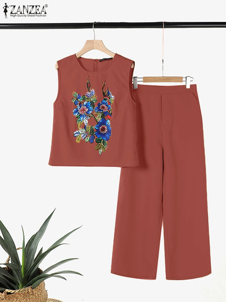 Костюм ZANZEA женский с винтажными брюками повседневный праздничный спортивный