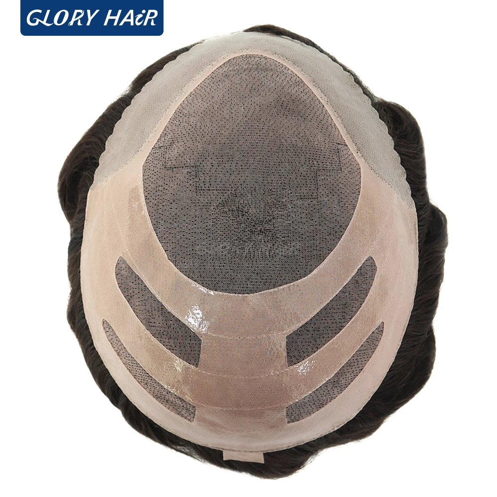 Фото Мужской парик Gloryhair Bond-Stable: моно- и полиуретановая основа, плотность 130%, система замещения волос для мужчин, прочный, не подверженный выпадению волос. №2
