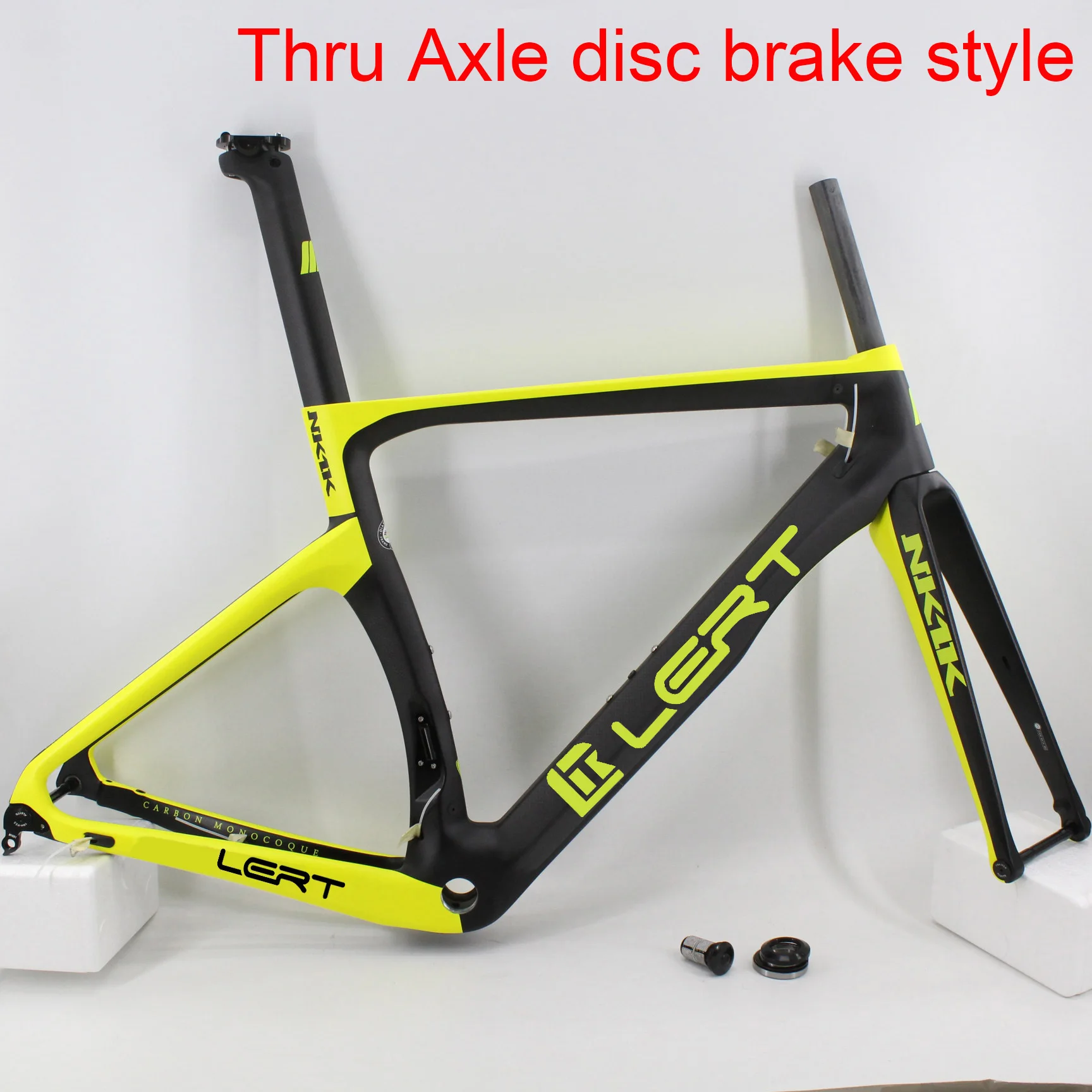 

Newest Fluo Green 700C Racing Road Bike 3K Full Carbon Fibre Bicycle Thru Axle Disc Brake Frame Fork+Seatpost+Headsets Free Ship
