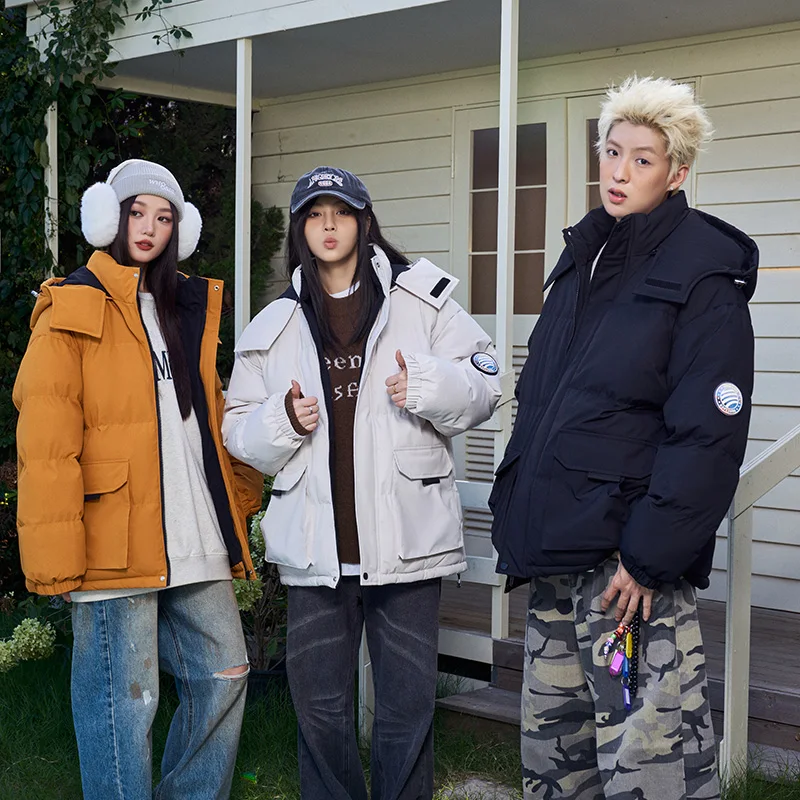2024 мужская зимняя куртка модная уличная утолщенная теплая съемная парка с