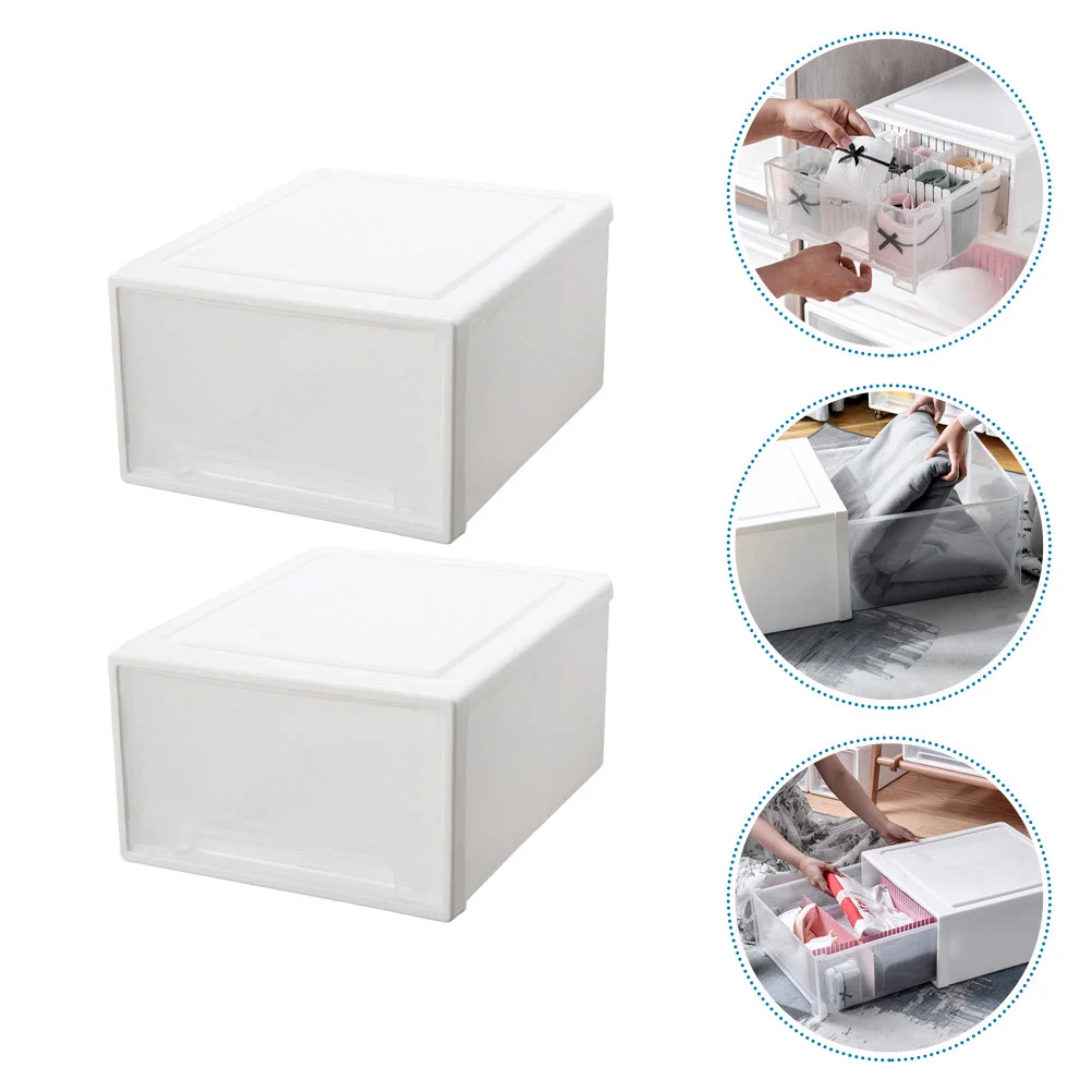 

2Pcs Office Table Sundries Box Underwear Storage Box Clothes Classification Supplies