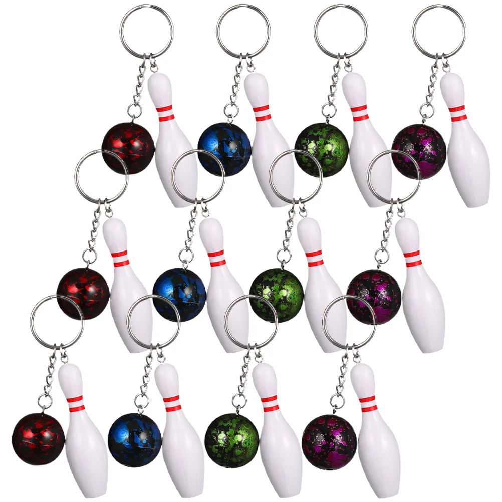 

12 Pcs Bowling Keychain Exquisite Mini Keychains Small Pendants Backpack Spherical Gift Pvc Soccer Accessories