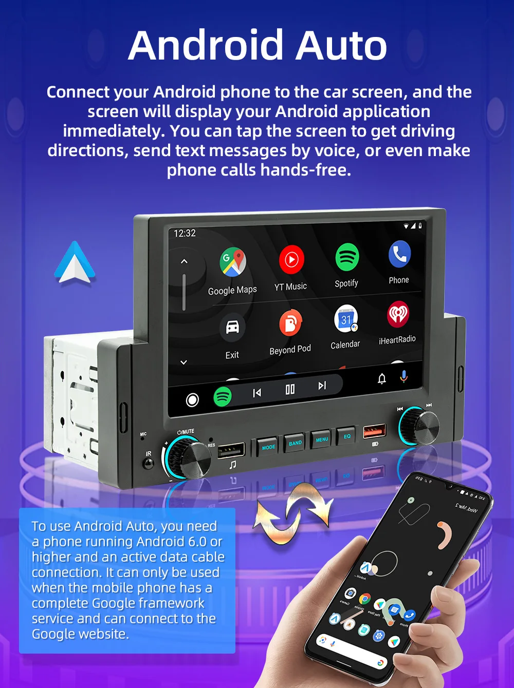 Фото Автомобильный MP3-плеер ESSGOO, стерео-магнитола с цветными кнопками, Bluetooth, AUX, USB, Типоразмер 1 Din №3