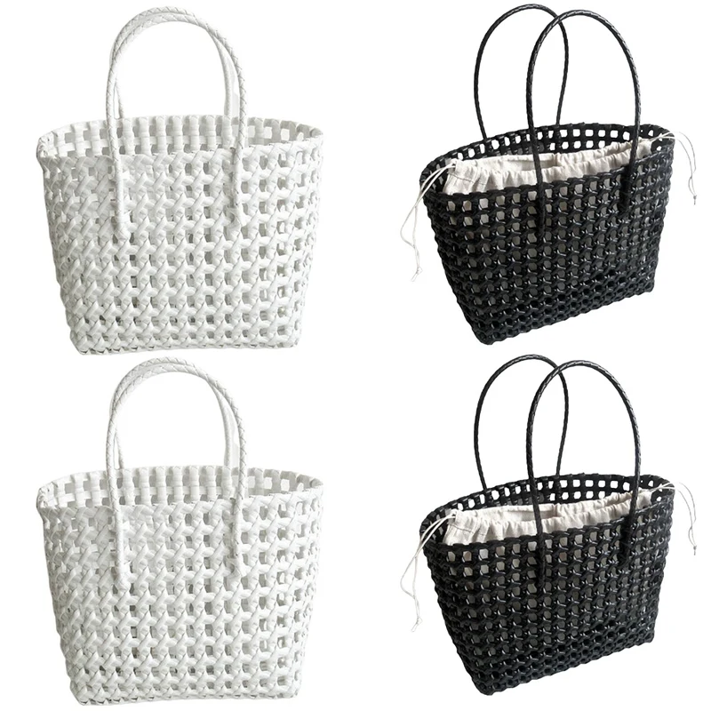 

Women Summer Casual Plastic Large Capacity Woven Beach Purse Travel Shopping Basket Shoulder Bag