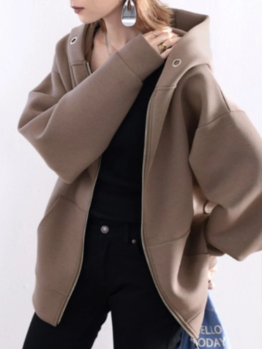 

2022 Spring And Autumn Hoodies Hooded New Cardigan Zipper Women's Korean Fashion Loose Thin Sweatershirt Women's Trendy Top