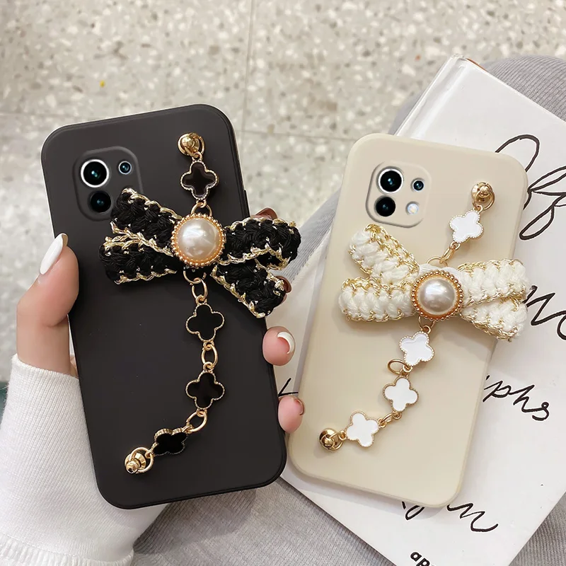 

Bow Wristband Square Silicone For Xiaomi 11 10 Pro 10s Lite Ultra 8 9 cc9 8se 9se 8ud Phone Case For Xiaomi 10 Soft Cover Solid