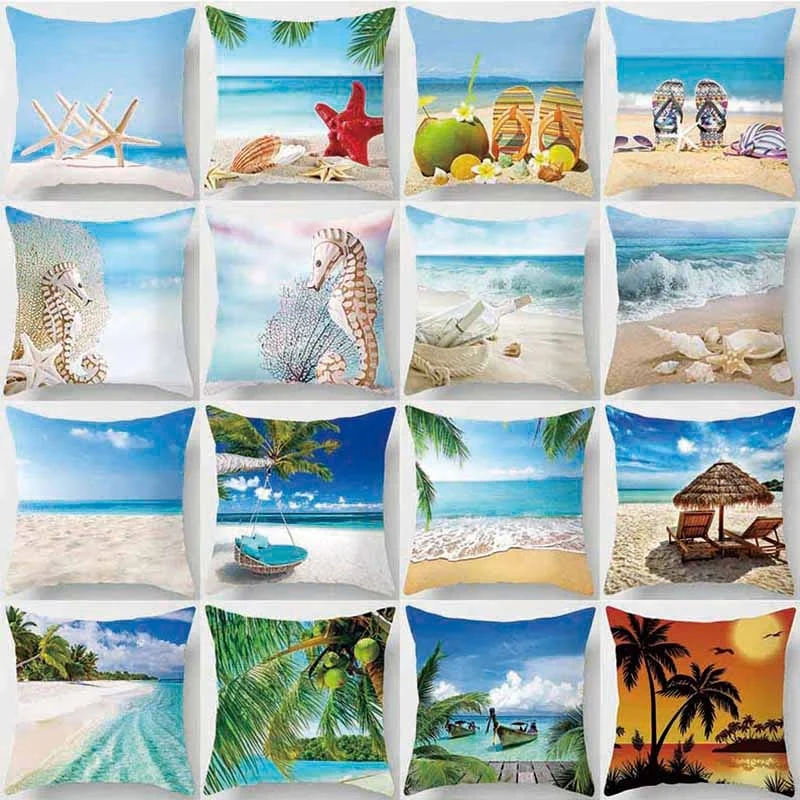 

Beach, Landscape Printing Pillowcases, Home Decoration Car Sofa Cushion Cover