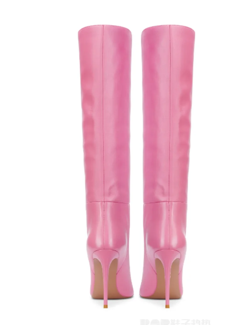 European American High Heels Thin Heels Patent Leather Sleeves Long Boots Velvet Lining Solid Color High Sleeved Women's Boots