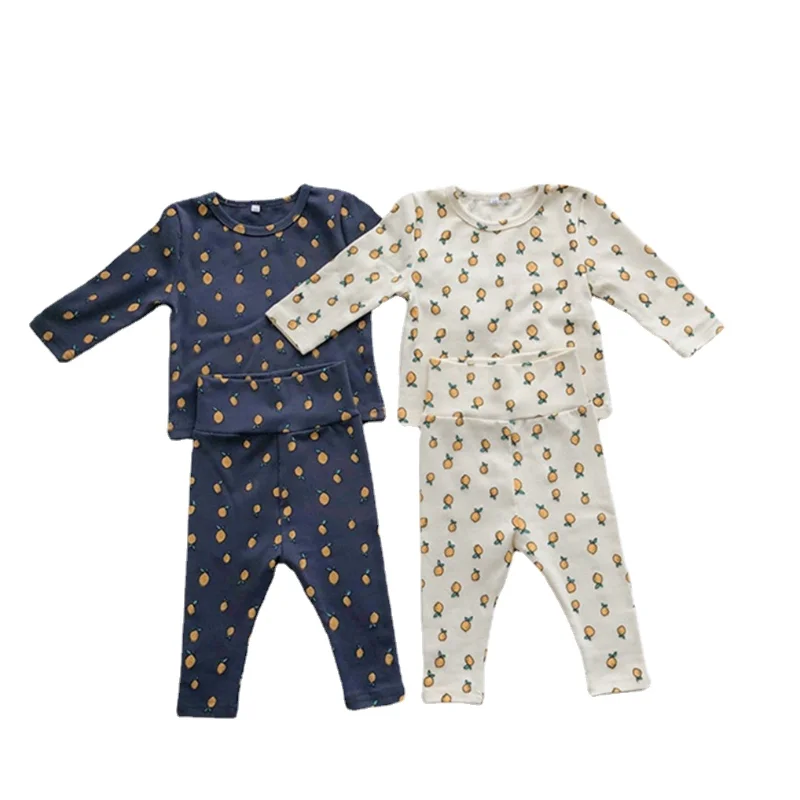 Girl Boy Underwear Long Sleeves Top High Waist Belly Support Trousers Clothes Suit Newborn Baby Pajamas 2pcs Set Kids Child Wear