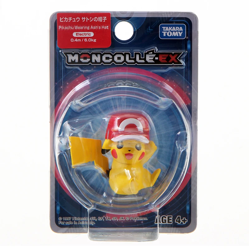 

Takara Tomy Pokemon Moncolle-EX Sun Moon 4cm Mini Toy Collection Figure Pikachu Wearing Ash's Hat New 113737