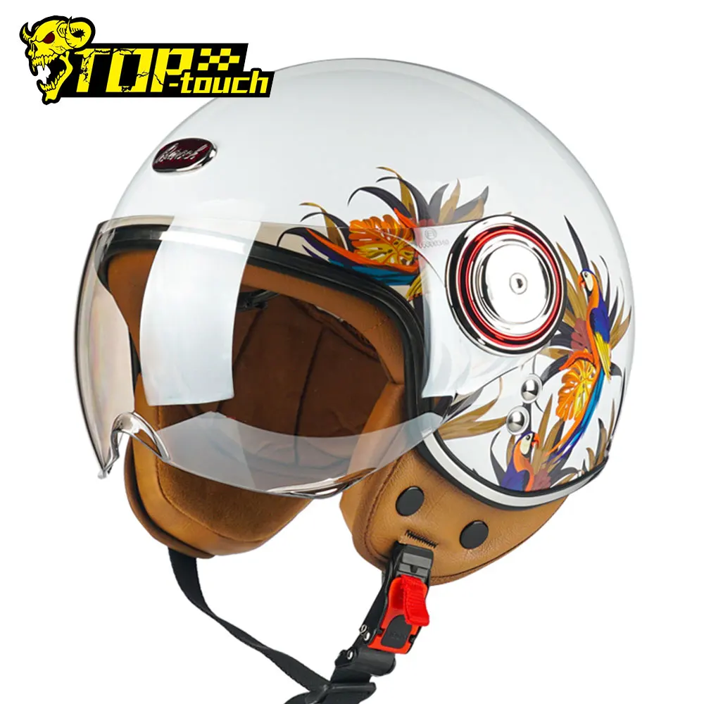 

BEON Men Motorcycle Helmet Chopper 3/4 Open Face Vintage Moto Helmet Moto Capacete De Moto Women Moto Scooter Motorbike Caps