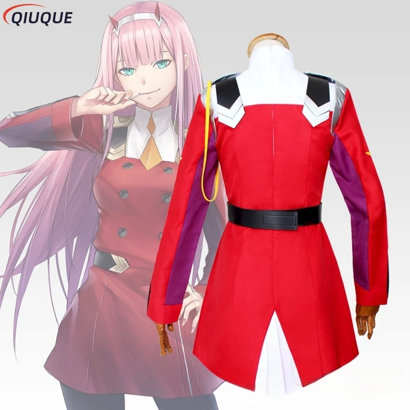 Фото 02 Косплей Костюм Игра DARLING in the FRANXX Zero Two Косплей Костюм Платье Женское Косплей Сексуальное Платье Повязка на Голову №2