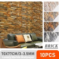 10pcs easy self adhesive design 3d brick stickers 7077cm wall covering for living room roof ceiling luxury diy decor wallpaper