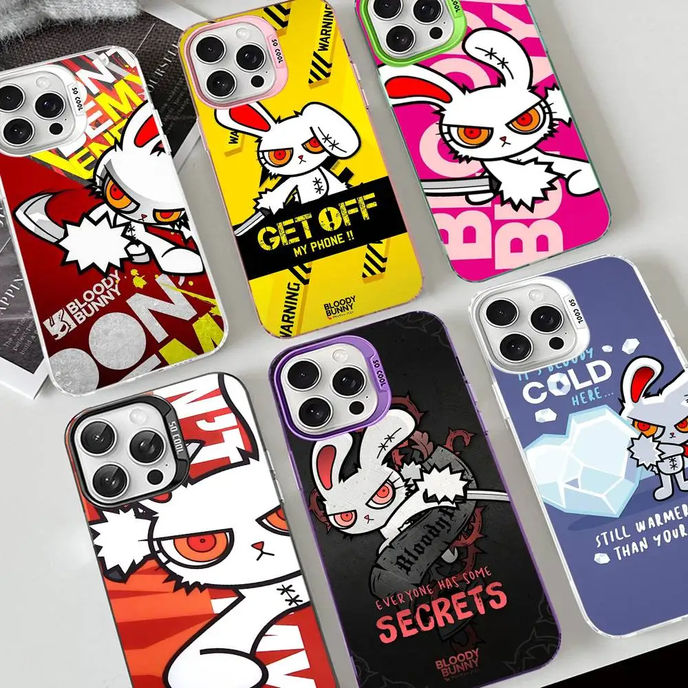 Фото Чехол для телефона Anime B-Bloody Bunny для iPhone 17 16 15 14 11 12 13 Pro Max Plus Pro, цветной, серебристый №1