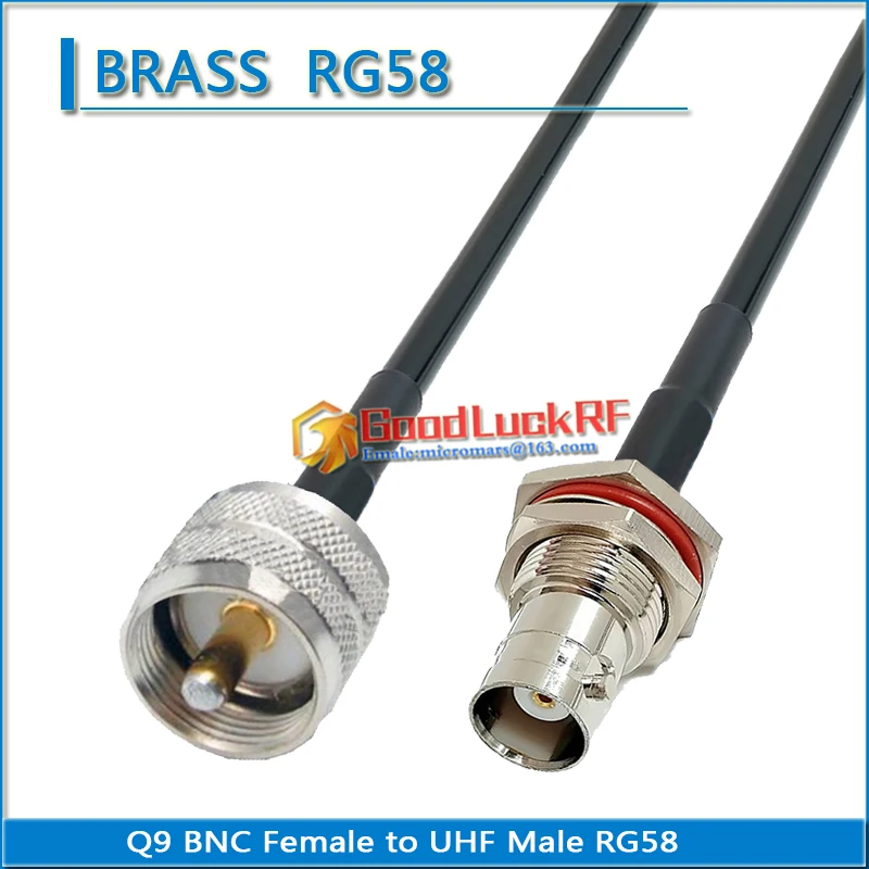 

PL259 SO239 UHF Male to Q9 BNC Female Waterproof Washer Nut Connector Pigtail Jumper RG-58 RG58 3D-FB RG58U Extend copper cable