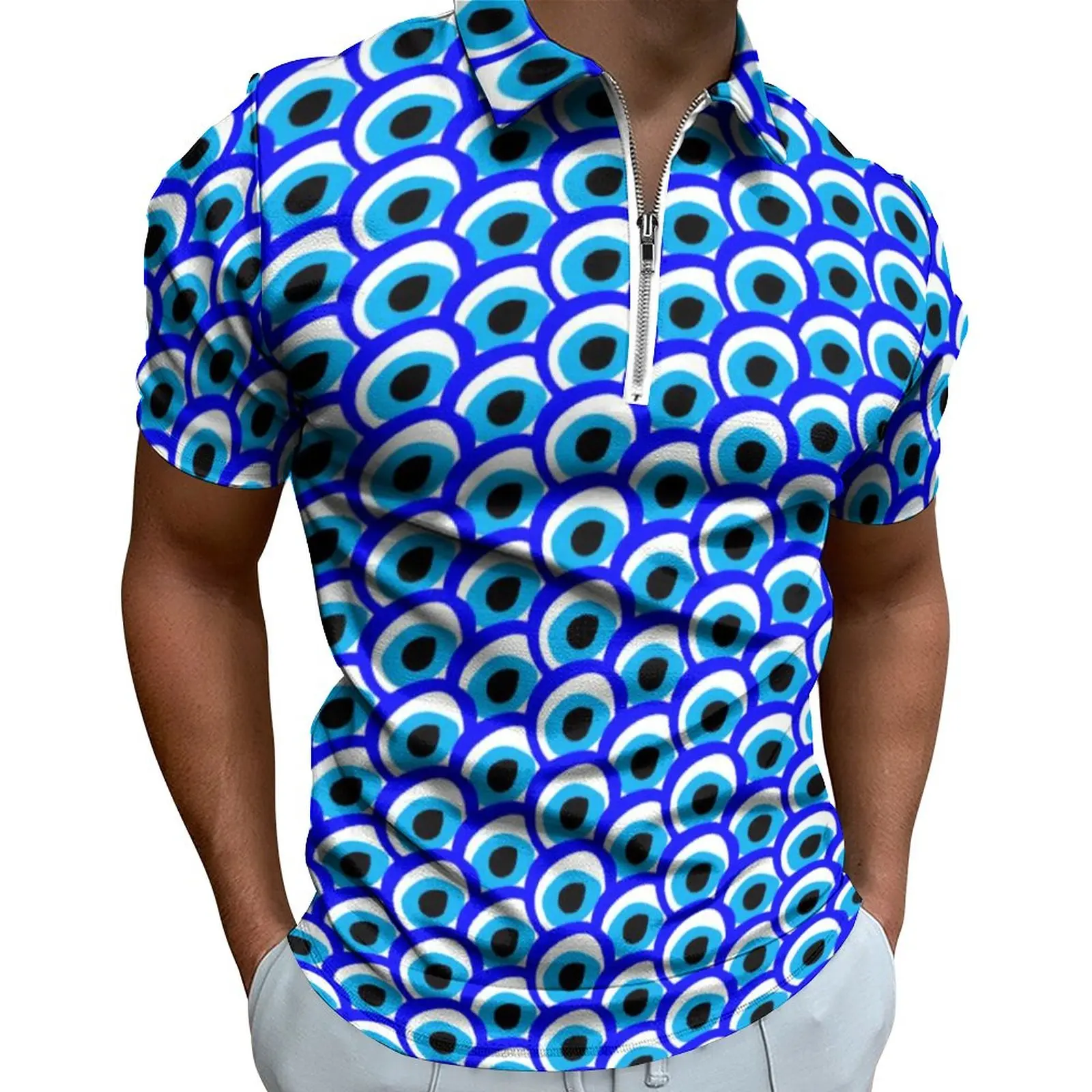 

Повседневные футболки с изображением сглаза, амулет, греческая Очаровательная рубашка-поло с воротником, Y2K, мужская рубашка с рисунком, верхняя одежда, 6XL