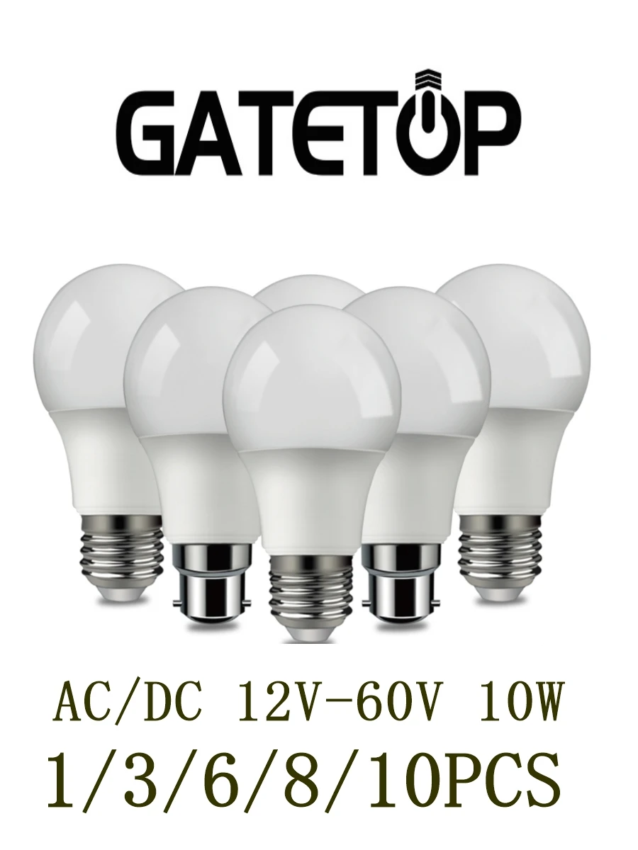 1-10pcs/lot DC/AC 12V-48V LED Bulb E27 B22 Lamps 10W Bombill