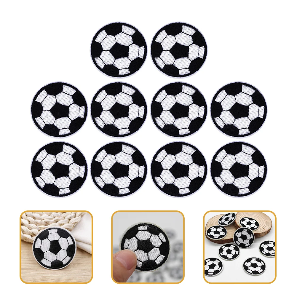 

10 Pcs Football Stickers Garment Accessories Glitter Children Clothing Soccer Fabric Patch Embroidery Man Flash Costume Kids