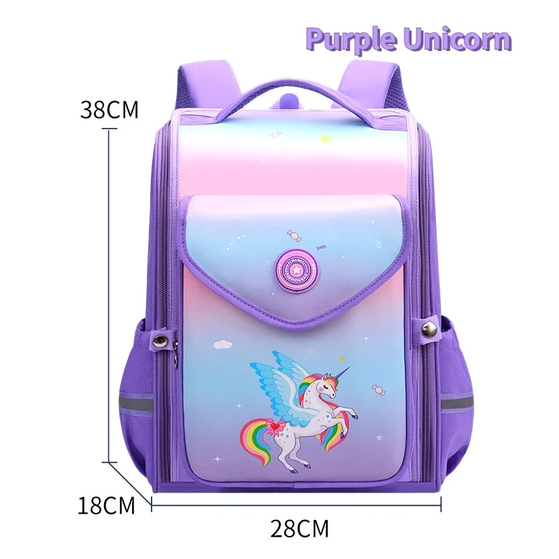 New Grade 1-6 Gradient Pink Children Cartoon Unicorn Mermaid Dinosaur Backpacks Girl Boy British Style Fashion Large Schoolbags
